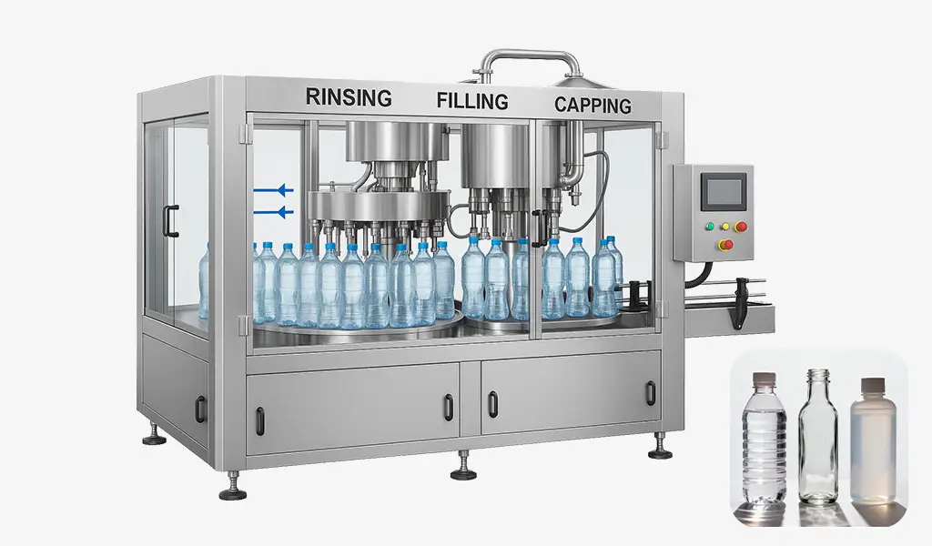Bottle 3 in 1 monoblock filling machine