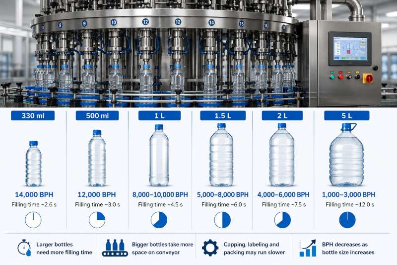 How Bottle Size Affects the BPH of a Filling Machine
