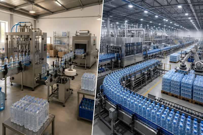 Small vs Large Water Bottling Line