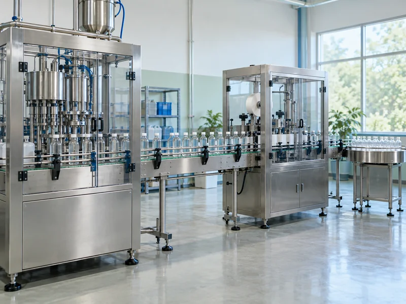 Conceptual bottling line connecting filling and labeling equipment Conceptual bottling line connecting filling and labeling equipment
