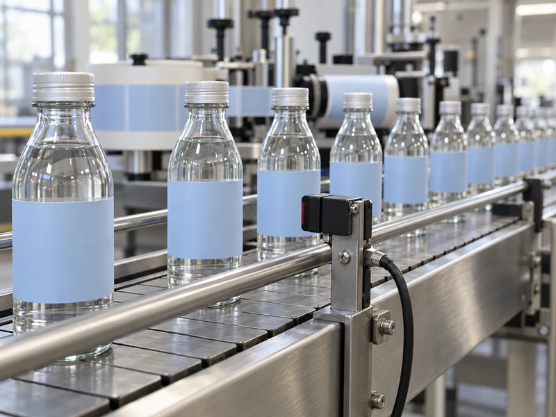 Bottle Labeling Conveyor And Sensor