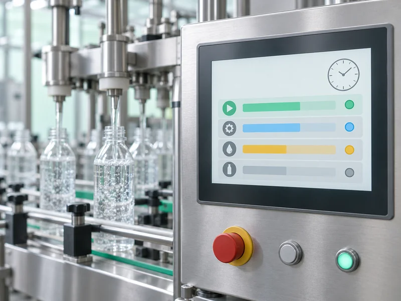 Industrial filler panel with illustrative operating status rows