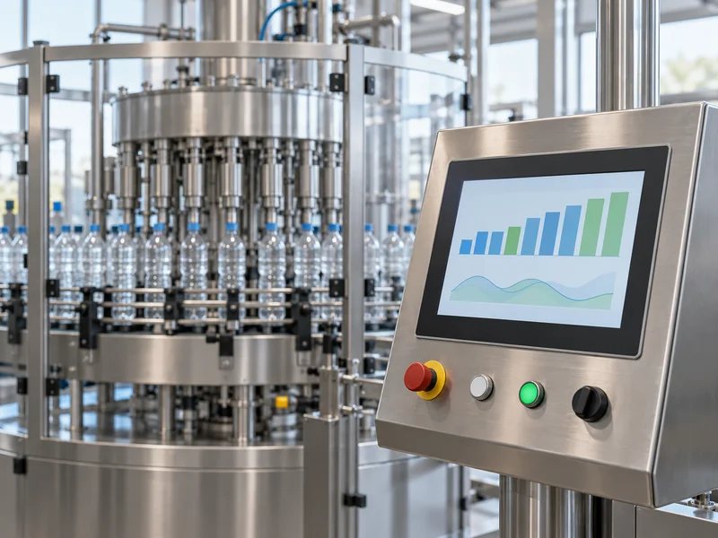Filler control panel showing illustrative production charts