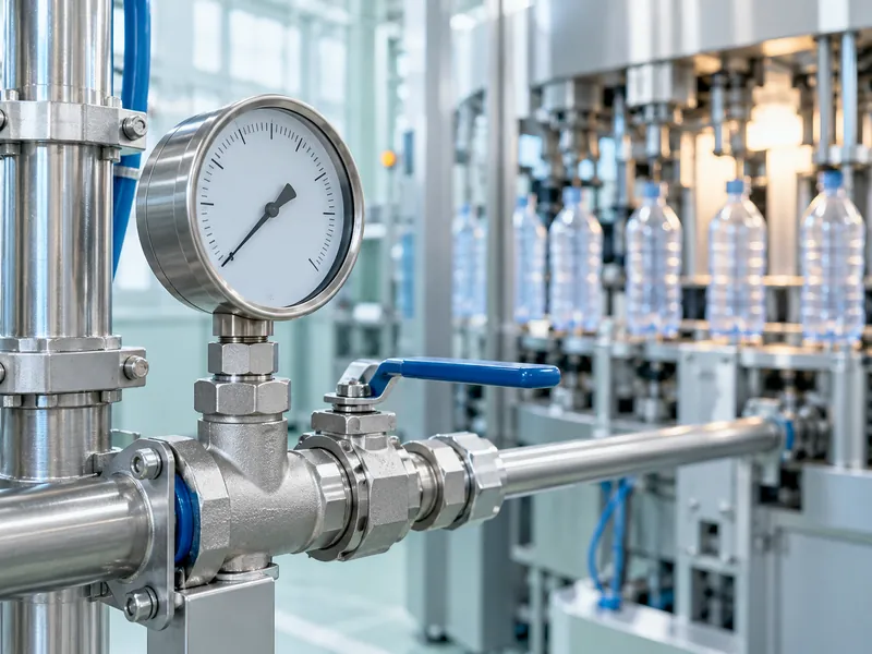 Pressure gauges and pipework beside a PET blowing machine Pressure gauges and pipework beside a PET blowing machine